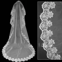 Симпатичные отличительной стиль высокое качество аппликации длинные фаты аксессуары кружева завесу фату белый / слоновая кость