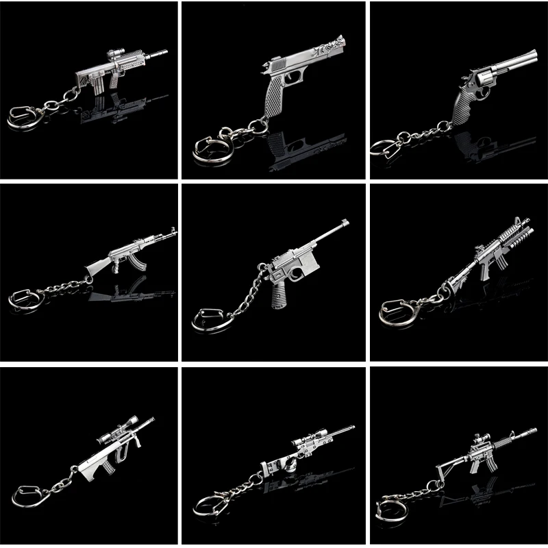 

10 Style Men Charm Simulation Gun Weapons Keychains AK47 98K Mini Model Key Chain Ring Car Keyring Rifle Sniper Key Cover Jewel