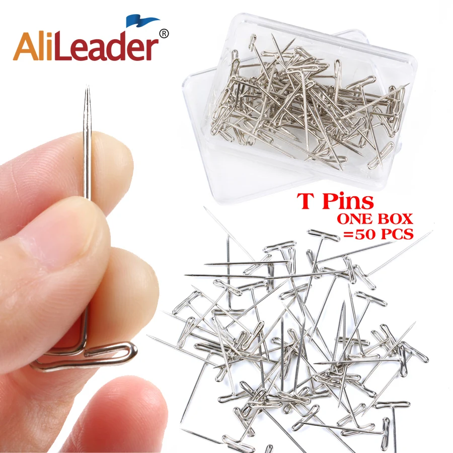 

AliLeader 50 PCS T Pins For Block Head Making Wig With Hold Fixed Wig T Pins Needles Hair Weave Tool Thick Un-Rust