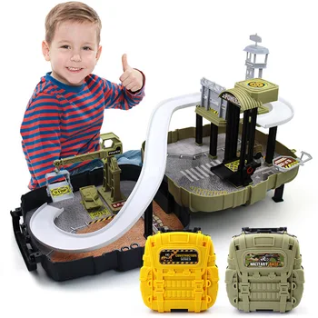 

Puzzle Assembling Track Car automobile Model Parking lot Engineering Car Toys Suit Boy Gift