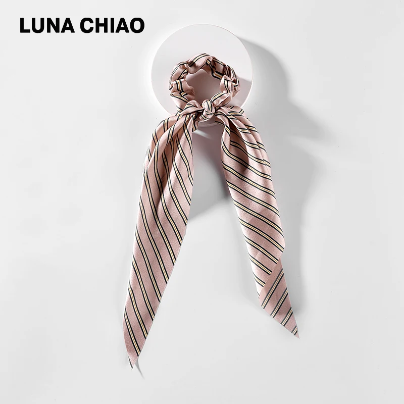 LUNA CHIAO Модные женские аксессуары для волос Полосатый Принт шарф для волос шарфы длинный хвост резинки держатель для волос