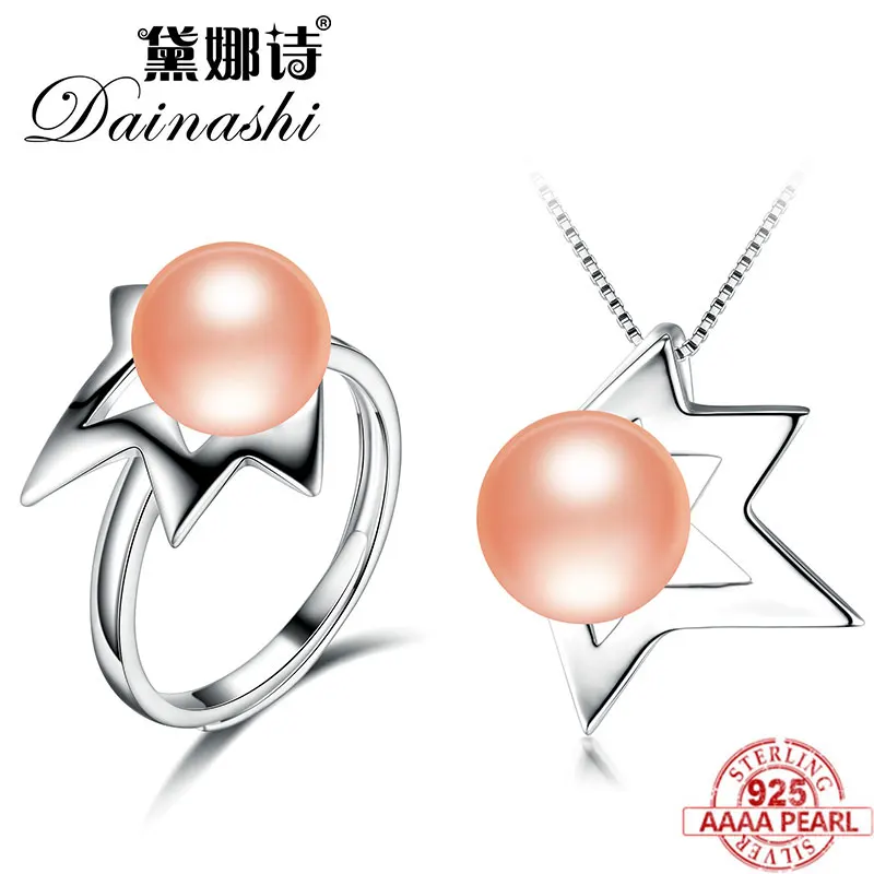 

Dainashi Hotsale Jewelry Sets 925 Sterling Silver Pearl Sets Pearl Pendant and Pearl Adjustable Rings High Quality Jewelry Sets