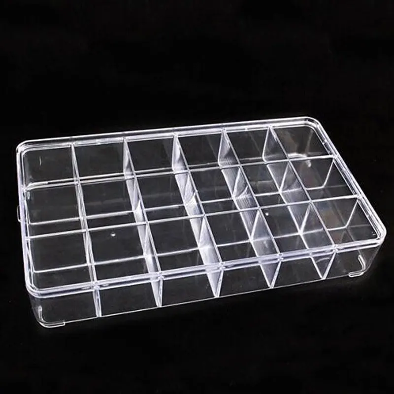 

18 Grid 28.7x16.5x4.8cm Clear Transparent Box Plastic Cosmetic Nail-art Pill Box Case,Portable Storage Container Y2699