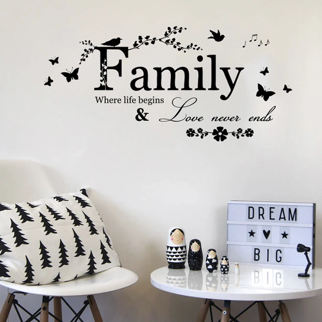 family where life begins love never ends quotes wall stickers for