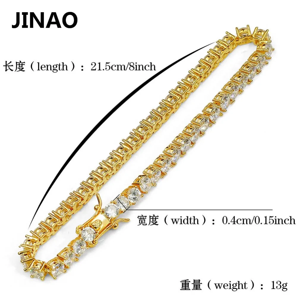 JINAO الهيب هوب سوار 1 صف الذهب الفضة AAA زركون معبد جميع مثلج خارج تنس بلينغ مختبر تشيكوسلوفاكيا الحجارة سوار ، هدية ، حزب