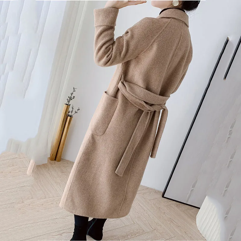 Beste Hoge kwaliteit dubbele geconfronteerd kasjmier jas vrouwen lange trenchcoat 2019 nieuwe wol blends bovenkleding vrouwelijke winter wollen windscherm