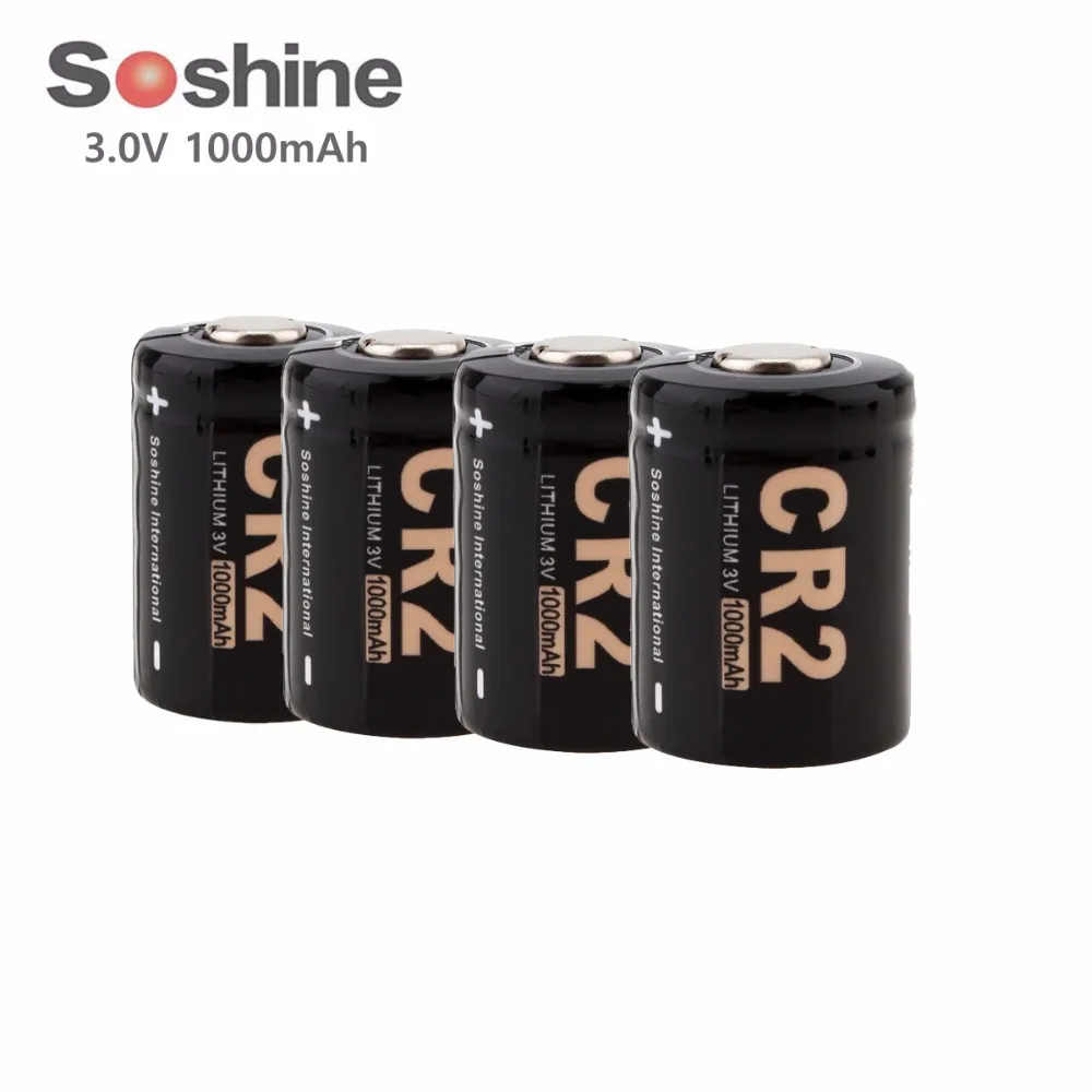 

4pcs! Soshine 3V 1000mAh Battery CR2 Lithium Batteries for LED Flashlights Headlamps Bicycle Lamp