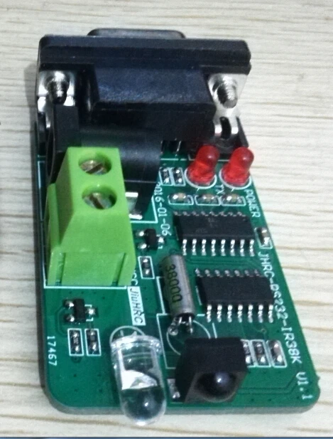 

RS232 to infrared transceiver module, serial to infrared (need external power supply 5V)
