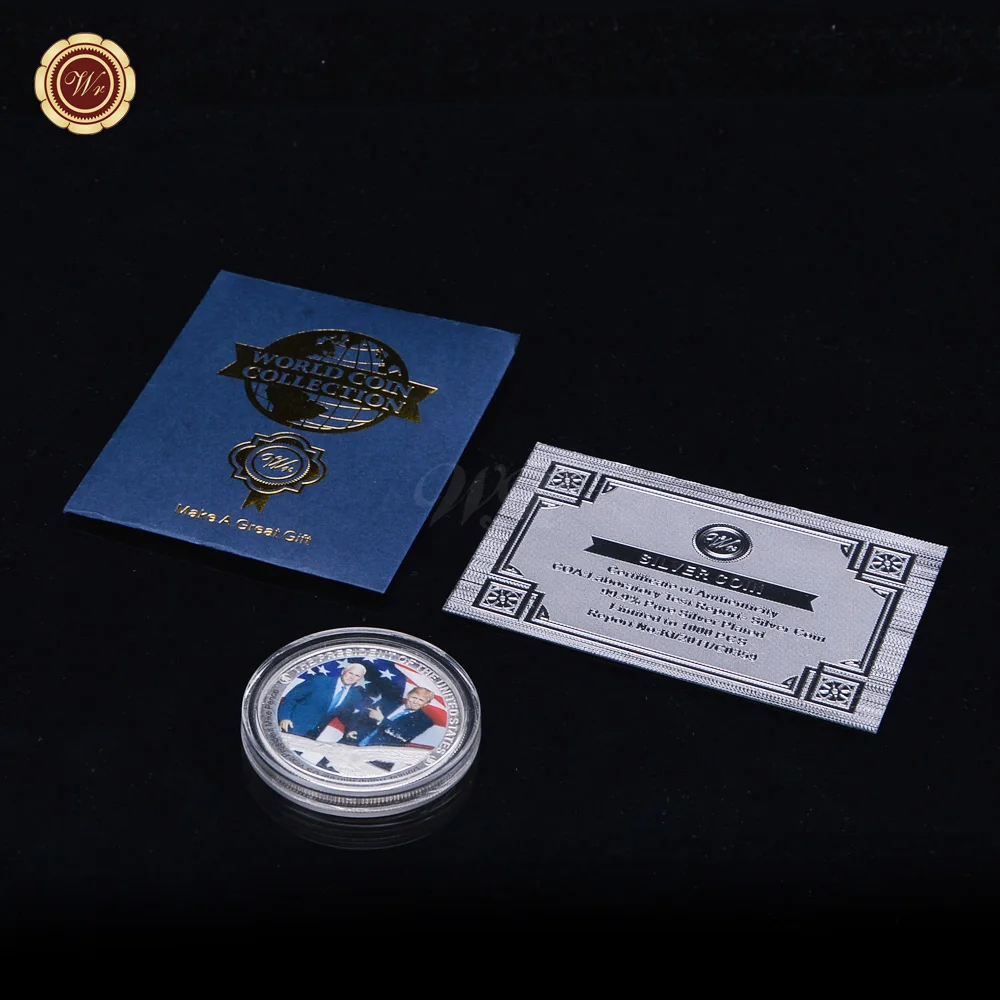 

WR Home Accessory American Coin Collection Gifts Silver Coin Donald Trump and The US Vice President Mike Unique Metal Coin