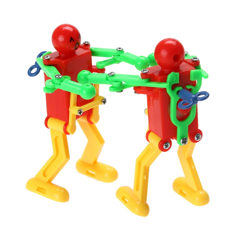 2 Pcs Dancing Robot Toy Plastic Clockwork Spring Yellow Green Red Wind Up Dancing Robot For