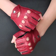 Модные женские полупальцевые перчатки Весна и лето тонкие фитнес-перчатки из натуральной кожи для вождения перчатки ручной работы шитье