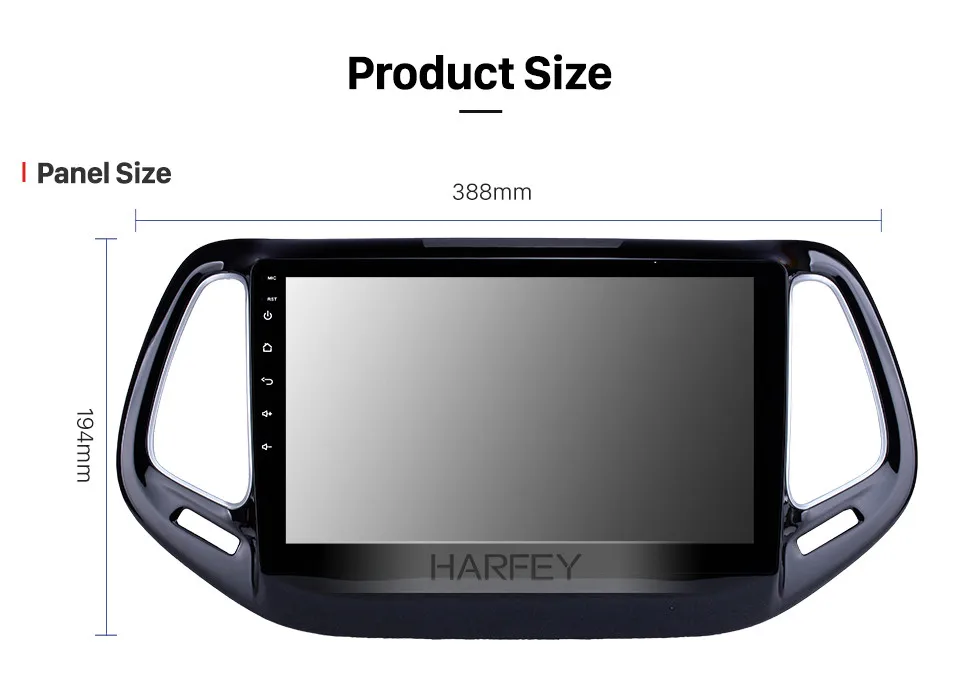 Perfect Harfey Android 8.1 10.1" Car Multimedia Player for 2017 Jeep Compass Head Unit GPS Navi SWC USB Backup Camera AUX Bluetooth WIFI 15