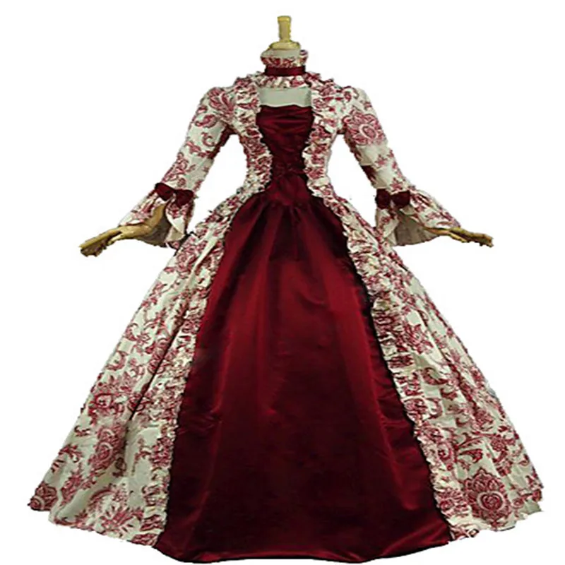 

KEMAO Victorian Gothic Period Dress Prom Gown Wedding / Brand Women long Dress hot sale Winter Russian Style Print Dresses