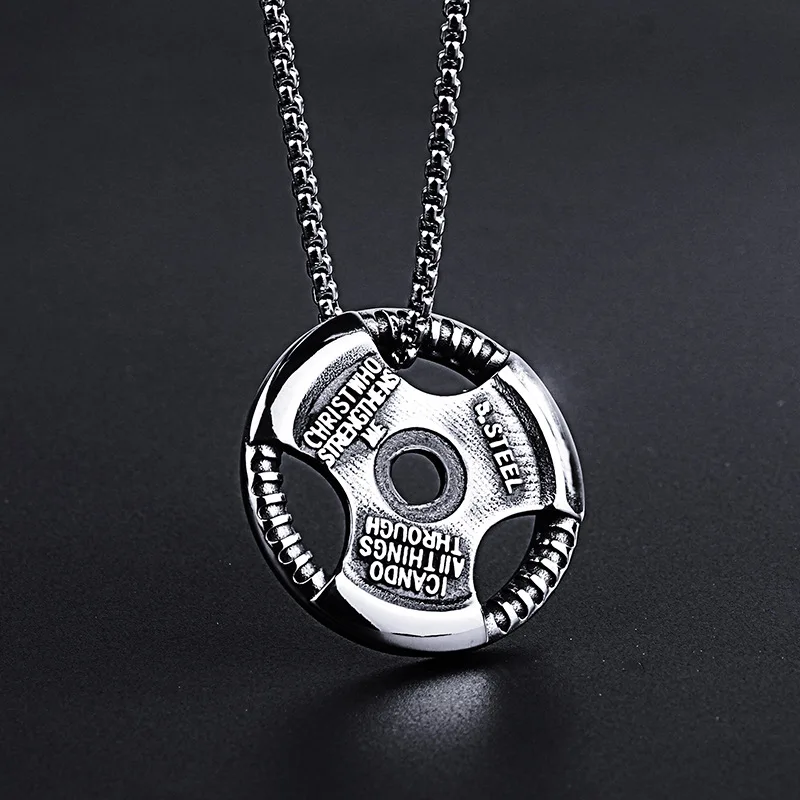 Punk Stainless Steel Steering Wheel Shape Pendant Necklace For Men Boys