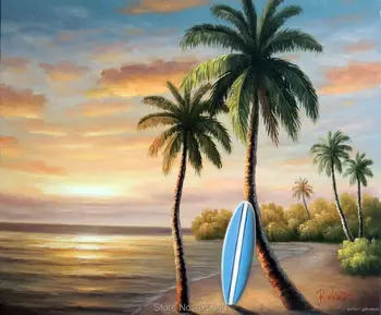 

Tall Palm oil painting Hawaii Seascape Oil painting seaside on canvas hight Quality Hand-painted Painting