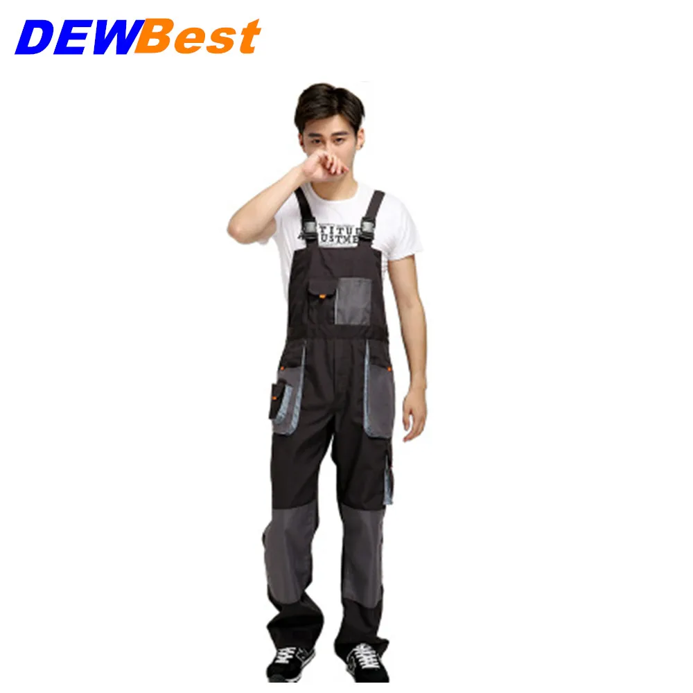 

DEWBest bib overalls men work coveralls protective repairman strap jumpsuits pants working uniforms plus size sleeveless coveral