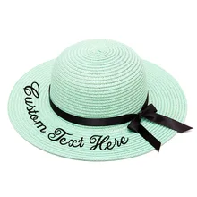 Вышивка персонализированный пользовательский логотип ваше имя детская Солнцезащитная Панама большая соломенная шляпа с полями Открытый пляж шляпа летняя кепка Прямая поставка