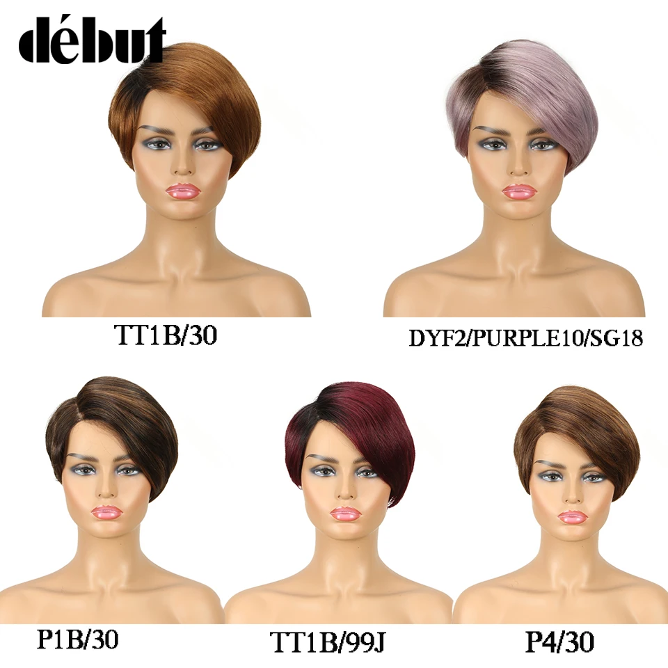 Debut Lace Wigs Human Hair Wigs For Black Women Part Lace Bob Short Wig Human Hair Straight Remy Ombre Lace Wig Free Shipping