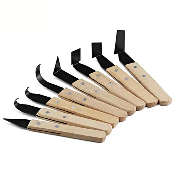 

DINIWELL 8Pcs Stainless Steel Pottery Clay Sculpture Knives With Wooden Handle For Ceramic Clay Carving Casting Cleaning Tools