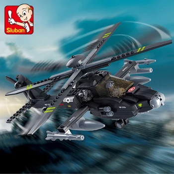 

Sluban 0511 293Pcs Airplane Black AH-64 Utility Helicopter 3D Toys & Hobbies Eductional Building Blocks Compatible With Toys