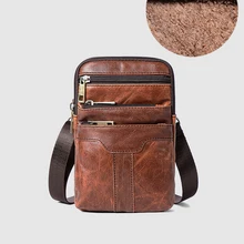 CARANFIER Мужские поясные сумки винтажные маленькие сумки многофункциональные сумки через плечо из натуральной воловьей кожи на молнии мужские книжные сумки