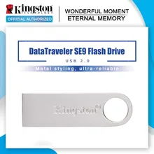 Kingston-memoria Flash USB 2,0 de Material metálico, 100%, Original, mini, 32GB, 16GB, 8GB, DTSE9H