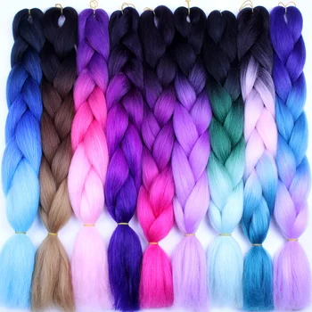 

FALEMEI Synthetic Crochet Hair Extensions Ombre Jumbo Braiding Hair 100g/Pack 24Inch Afro Bulk Hair Jumbo Crotchet Braids