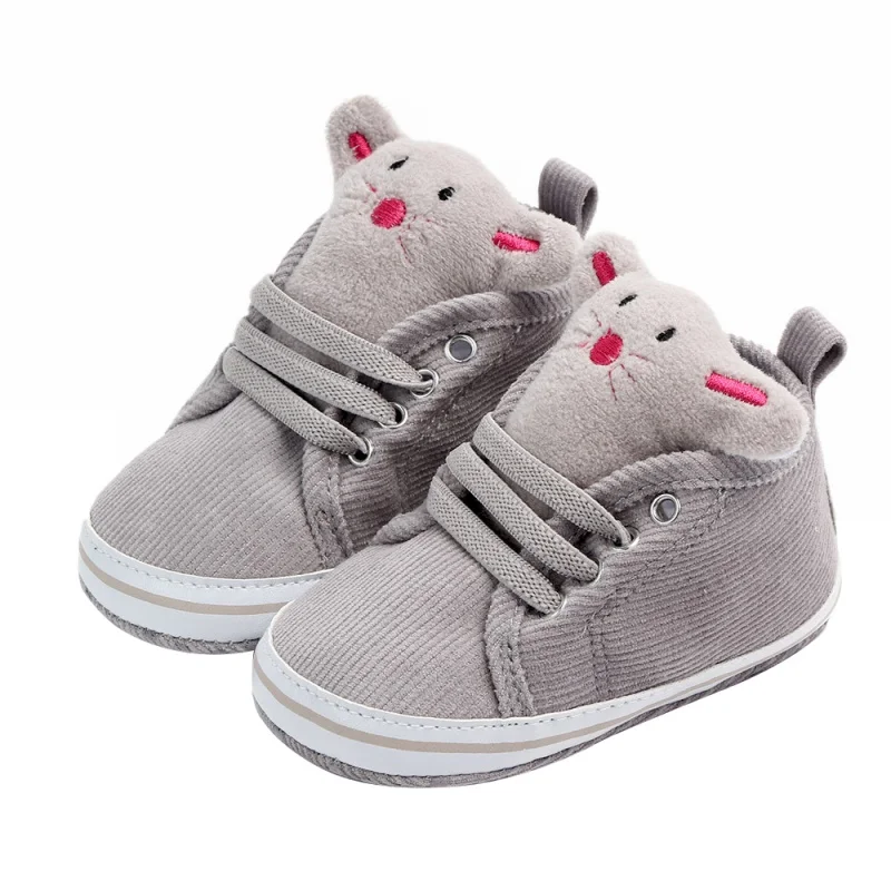 Классическая парусиновая обувь для малышей; милая обувь для новорожденных девочек с изображением животных из мультфильмов; мягкая хлопковая обувь для первых шагов; Весенняя Тканевая обувь для малышей - Цвет: Темно-серый