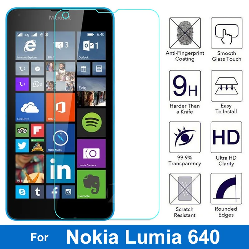 

Tempered Glass for Microsoft Lumia 640 LTE Dual SIM 5.0" Screen Protector Protective Glass Film for Nokia Lumia 640 5.0 inches