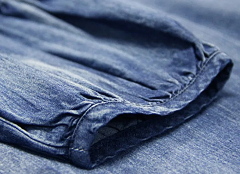 Инди фолк ретро Женская мода рукав в форме фонаря с вышивкой свободный крой джинсовое платье джинсовое эластичный халат Femme кисточкой