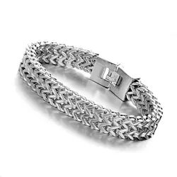 8,66 "12 мм очаровательный Серебряный Фигаро цепи полированный браслет нержавеющая сталь Jewelry для мужчин/для женщин браслет панк Рок Jewel