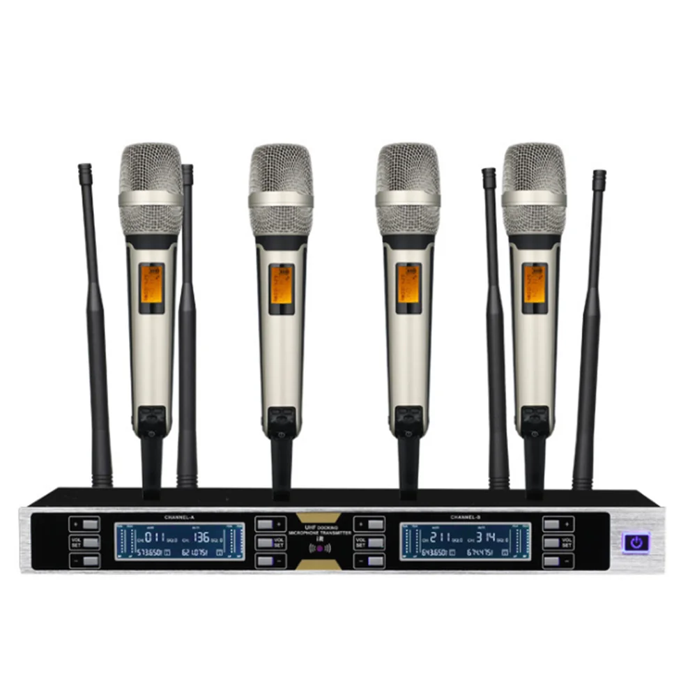 

Professional wireless microphone four channel wireless microphone family KTV microphone