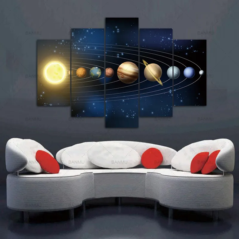Canvas painting wall art Solar System as seen from earth Space scenery