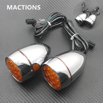 

Front Back Turn Signal Light Chrome Metal Leds Motorcycle For Harley Touring ,Dyna, Softail , Sportster