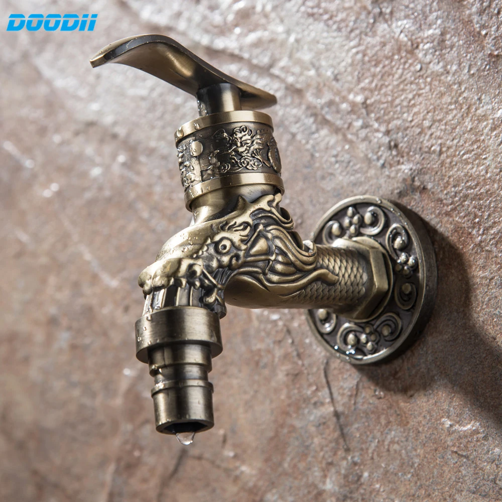 Doodii Carved Wall Mount Zinc Alloy Antique Bronze Bibcock