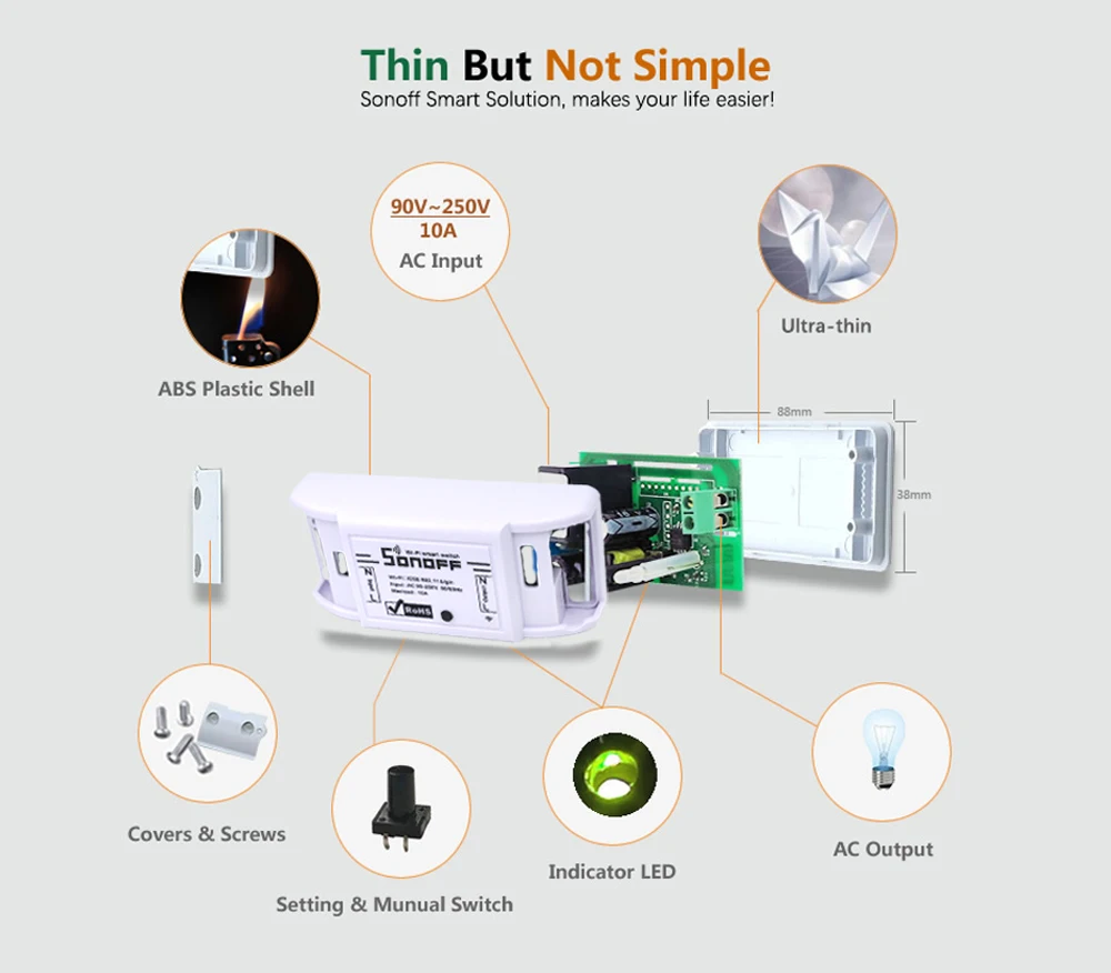 2/4/8/15 шт. Itead SONOFF Basic умный дом переключатель Wi-Fi DIY таймер Беспроводной триггерный релейный модуль 10A 220V светильник Управление для Ewelink/Alexa