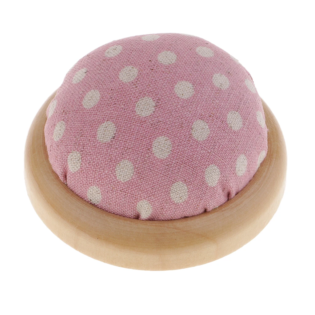 Cotton Fabric, Wooden Base, Needle Holder Pin Cushion DIY Embroidery Crafts Tool Sewing Accessories