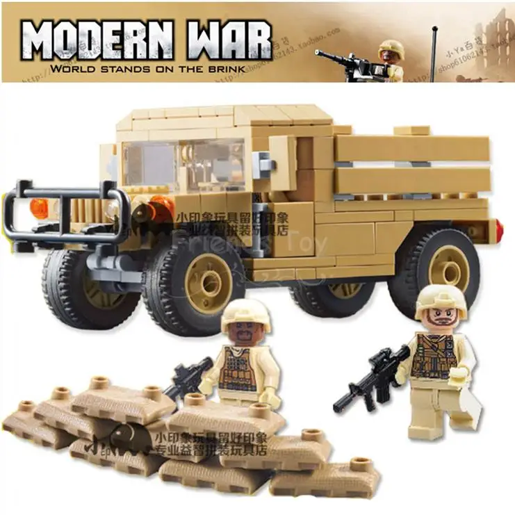 170pcs Modern War Military Carrier Transport Humvee Cargo SWAT Building