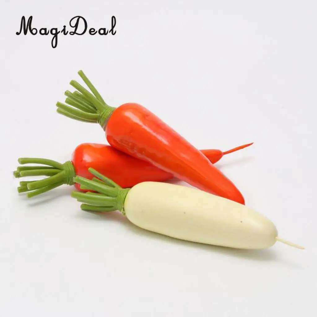 MagiDeal Decorative Plastic Artificial Fake Vegetables Carrot White Radish White Radish Cabinet Home Decoration 