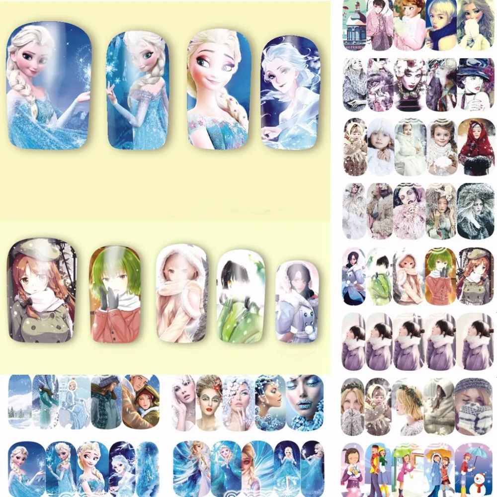 

12 sheets winter style design Nail Art Full cover Water Transfer decals NAIL STICKER SLIDER TATTOO Nail Accessories tools A1200