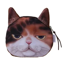 ABDB-3D мини-сумочка для монет с принтом кошачьей мордочки, кошелек с карманом для женщин, кошелек на молнии, сумочка