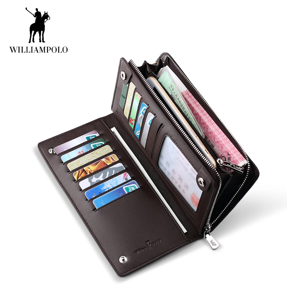 Брендовые мужские кошельки WilliamPOLO удлиненный клатч на молнии кредитница сумочка