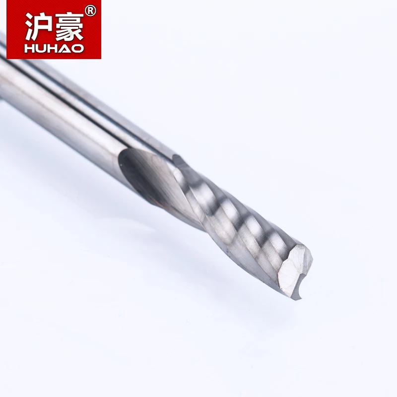 HUHAO 1pc 6mm One Flute Spiral Engrving Bits CNC End Mill Tungsten Carbide Router Tool PCB Milling Cutter Router Bits for Wood