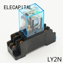 10a relé dpdt 12vdc 24vdc 110vac 220vac ly2n relé de uso geral ly2nj com tomada base do relé de energia 8 pinos interruptor do relé ly2