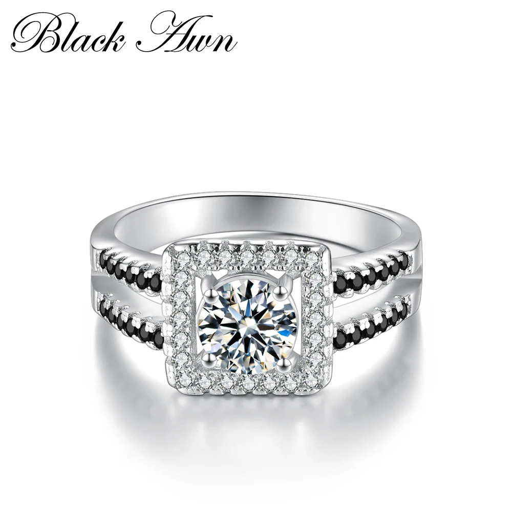 Женское кольцо из серебра 925 пробы с черно белым камнем|ring for|rings for womenrings women black |