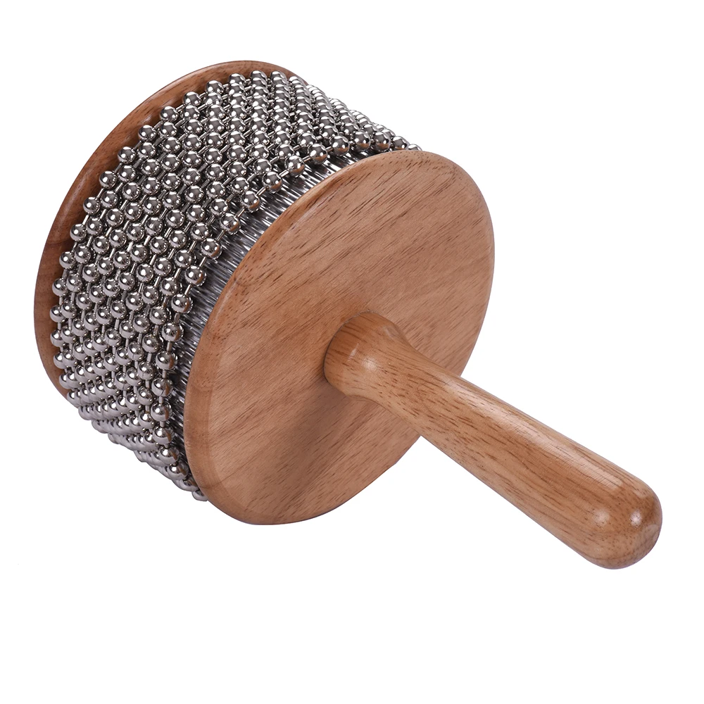 Деревянный Кабаса ударный музыкальный инструмент металлическая бисерная цепь и цилиндр Поп ручной шейкер для класса группа среднего размера