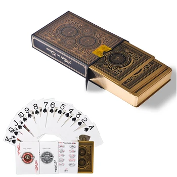 

High quality 56pcs/deck waterproof pvc plastic Gold edge poker cards set durable collection playing cards deck magic pokers