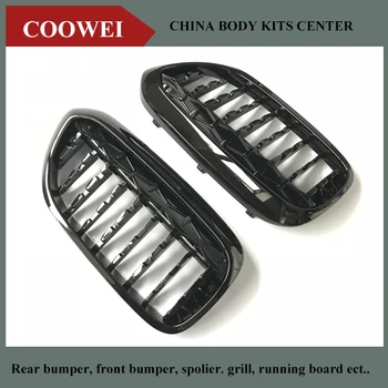 

ABS Replacement Front Central Grilles For BMW New 5 Series G30 G38 2018-2019 Black / Silver Diamond Grille Front Bumper Grill