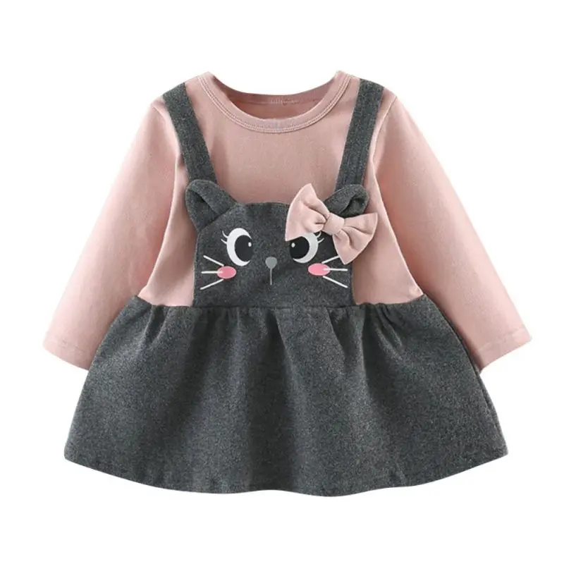 

Spring Baby Girl Dress Long Sleeve Kids Dress For Girls Cartoon Strap Fashion Newborn Baby Girl Dress Princess Clothes