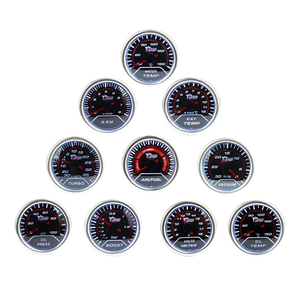2" 52mm car boost gauge bar psi Exhaust gas temp gauge water temp oil